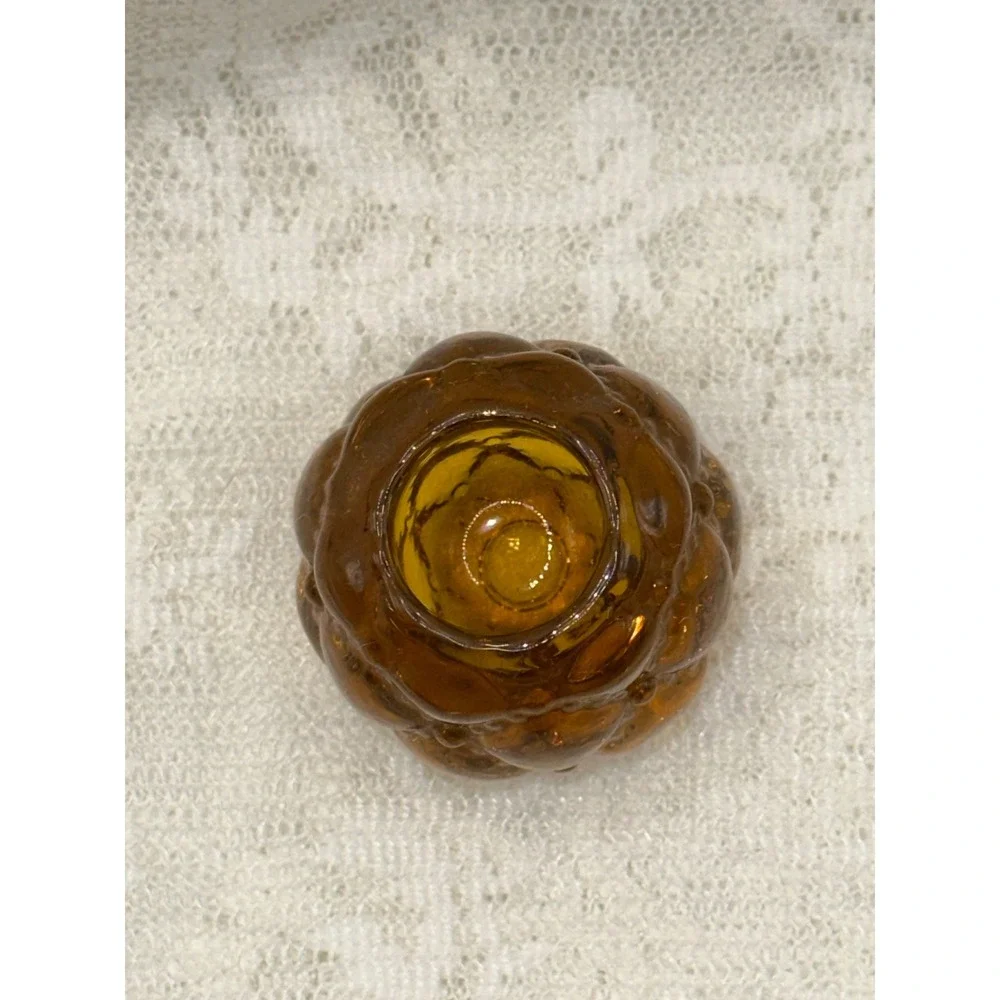 Vintage Amber Glass Hobnail Candlestick‎ Holder Textured MCM